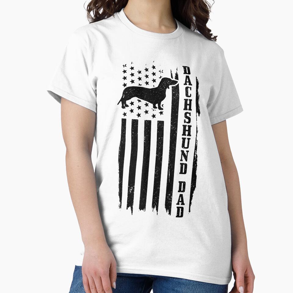 Dachshund Dad Vintage American Flag Patriotic Weiner Dog by Trever Lockman T-Shirts, Hoodie, Sweatshirt (Image 2)