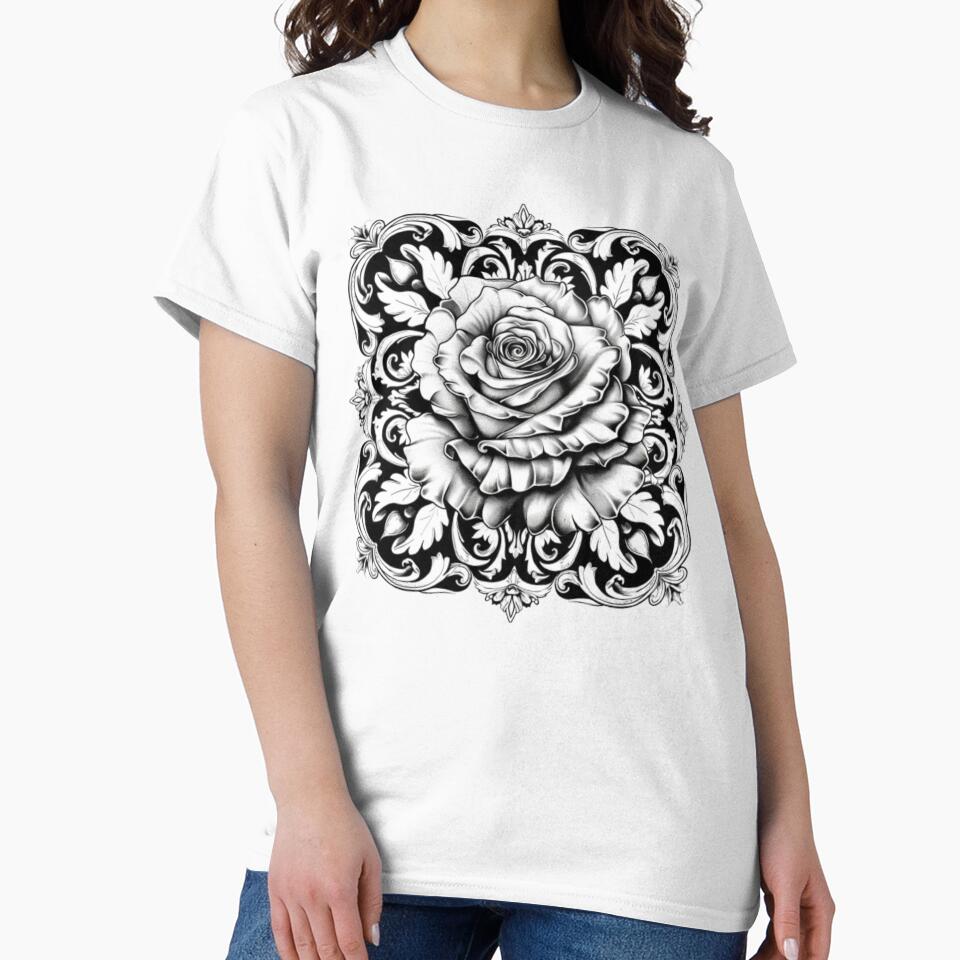 Gothic Ornamental Rose by AlexLineArt T-Shirts, Hoodie, Sweatshirt | BlankRebels.com (Image 2)