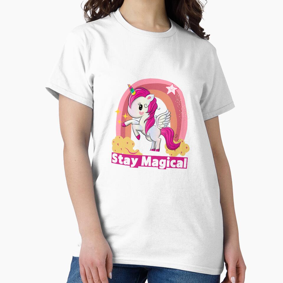 Stay Magical – Cute Kawaii Unicorn Rainbow Art – Pastel Fantasy Girl Gift by PCGraphicStudio T-Shirts, Hoodie,... (Image 2)