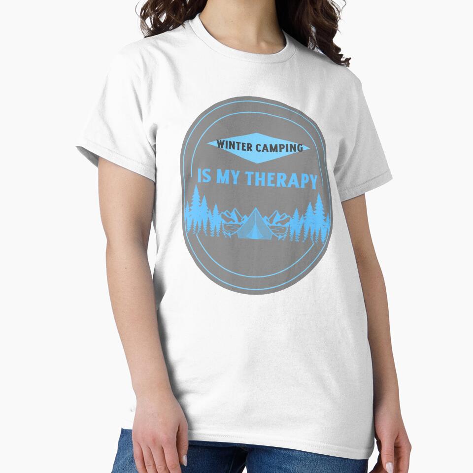 Winter Camping Is My Therapy – Cold Weather Camping Badge Design by FusionTeeDesign T-Shirts, Hoodie, Sweatshirt (Image 2)
