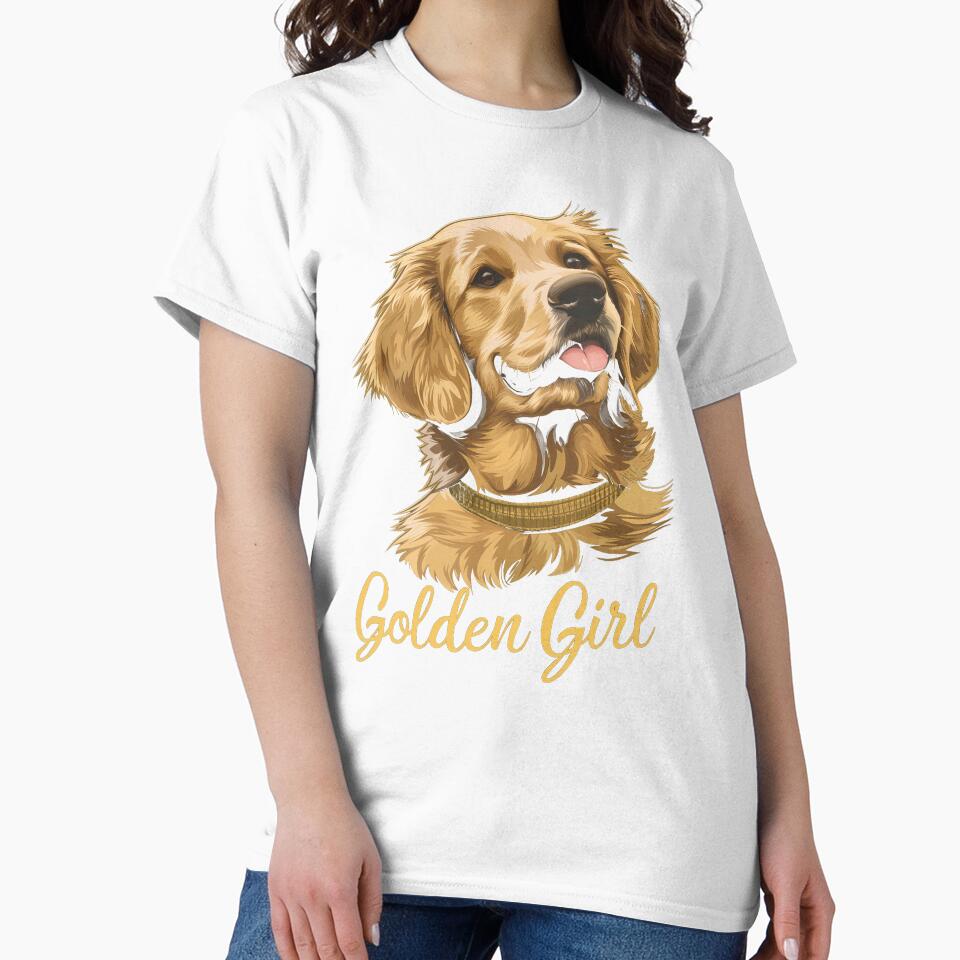 Golden retriever girl happy dog pet smile portrait for mom or dad parent, mama lady owner by PictureUp... (Image 2)