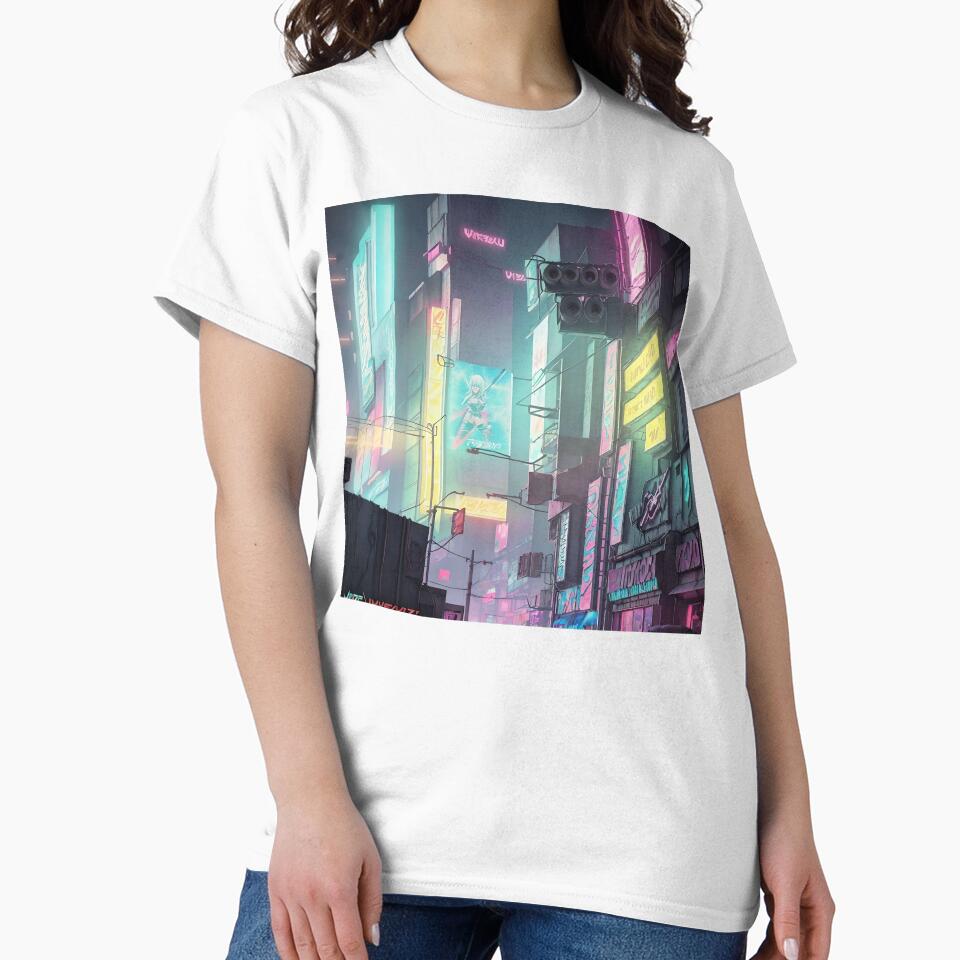 Vivid Surge: Cyberpunk Cityscape by Esterlane T-Shirts, Hoodie, Sweatshirt | BlankRebels.com (Image 2)