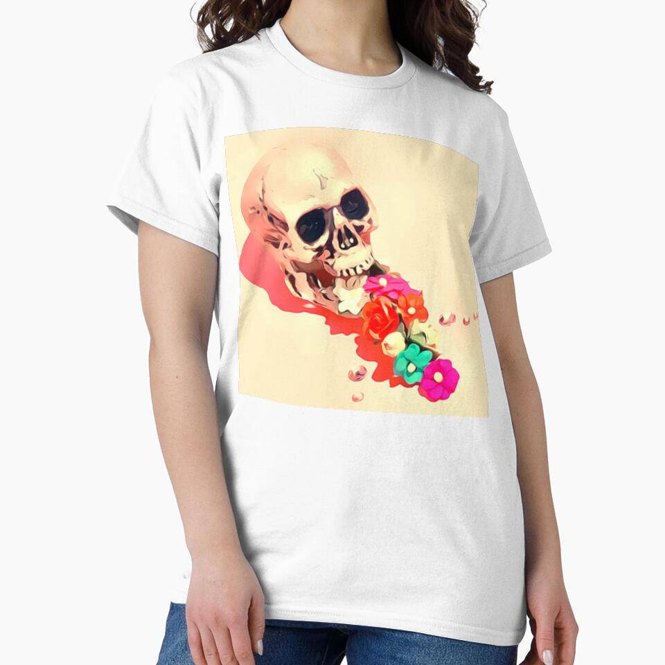 Skull with flowers by QueenElectro T-Shirts, Hoodie, Sweatshirt | BlankRebels.com (Image 2)