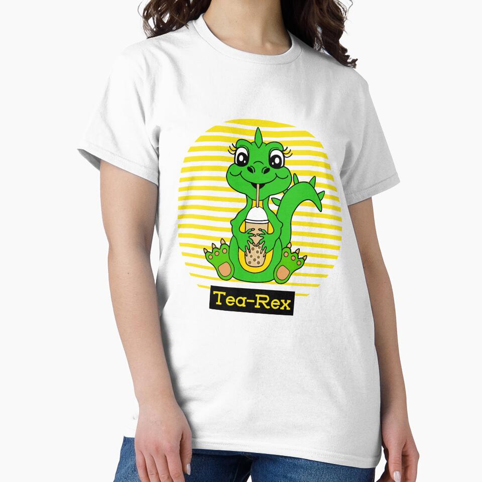 Cute Green Dinosaur Bubble Tea Pun by Sartoris Art T-Shirts, Hoodie, Sweatshirt | BlankRebels.com (Image 2)