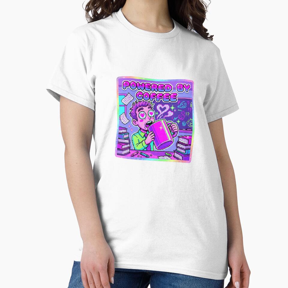 Y2K Sticker - Teacher Powered by Coffee Funny Gift by OrikuStudio T-Shirts, Hoodie, Sweatshirt | BlankRebels.com (Image 2)