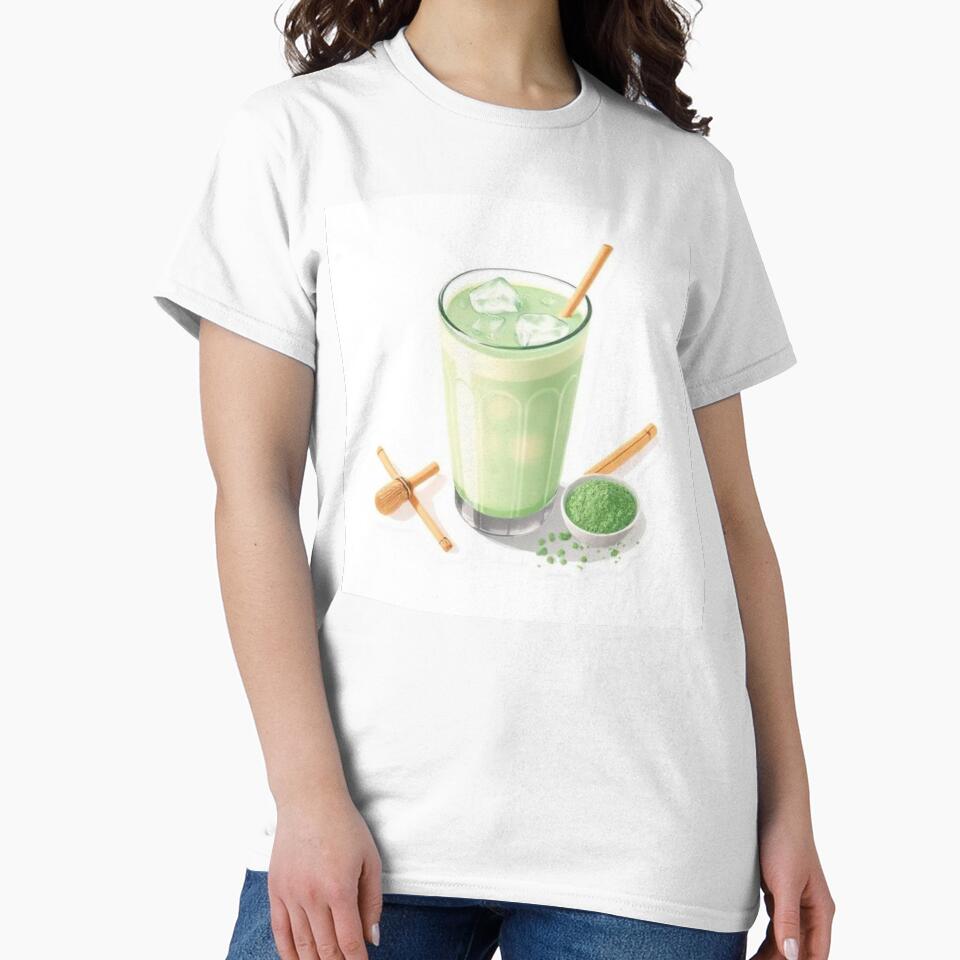 Iced Matcha Latte – Fresh Green Tea Drink Illustration by zenaikido T-Shirts, Hoodie, Sweatshirt | BlankRebels.com (Image 2)