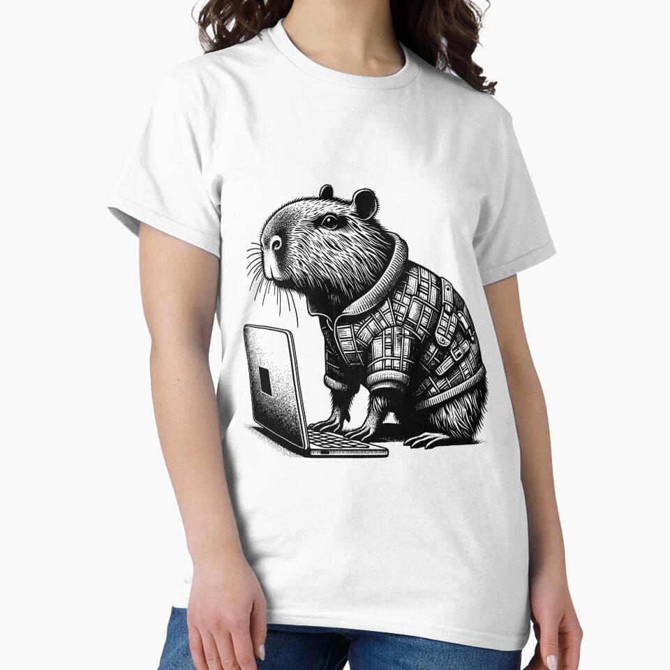 Punk Rock Goth Capybara on Computer Vintage Style by dreamsagellc T-Shirts, Hoodie, Sweatshirt | BlankRebels.com (Image 2)