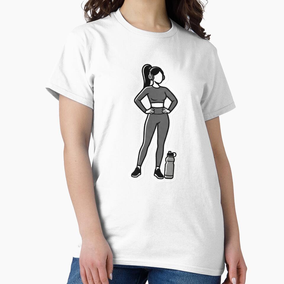 Athleisure Aesthetic Stick Figure Gym Girl Pilates Wellness Vibe Cute Workout Fashion by StickyGuys T-Shirts,... (Image 2)