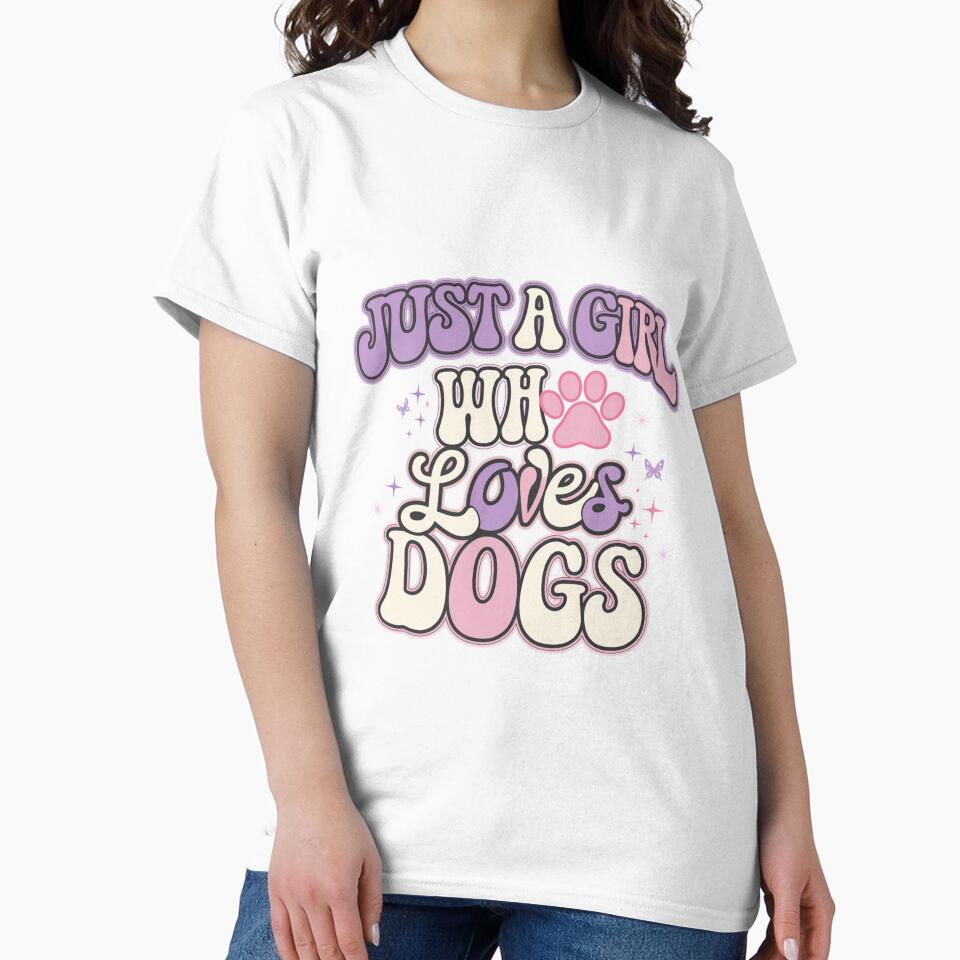 Just a Girl Who Loves Dogs Retro Typography by JLMWorks T-Shirts, Hoodie, Sweatshirt | BlankRebels.com (Image 2)