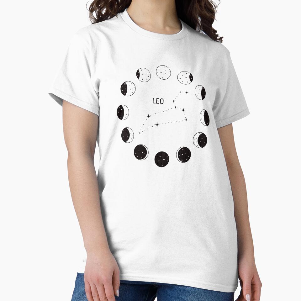Moon phases and zodiac constellation Leo by MonochromeEcho T-Shirts, Hoodie, Sweatshirt | BlankRebels.com (Image 2)