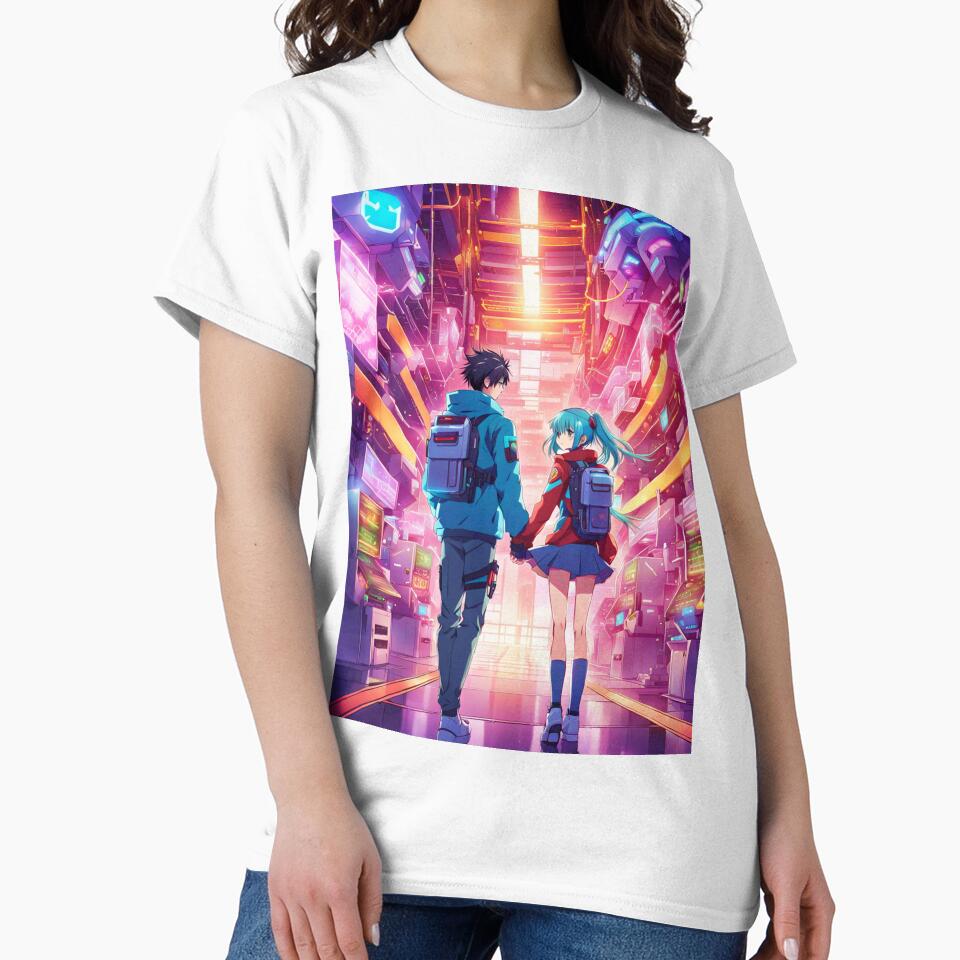 Cyberpunk couple in a futuristic city by ArtsJulian T-Shirts, Hoodie, Sweatshirt | BlankRebels.com (Image 2)