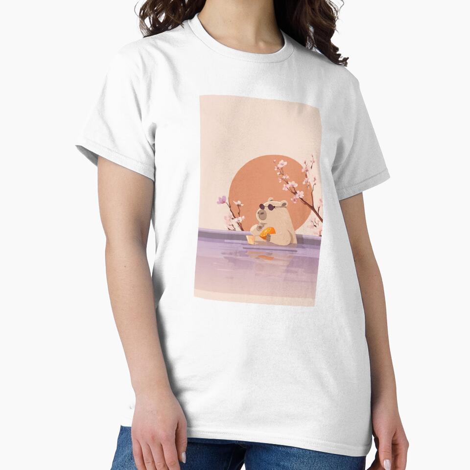 Chill Capybara at Sunset – Aesthetic Relaxing Art Print by MadeByACJ T-Shirts, Hoodie, Sweatshirt | BlankRebels.com (Image 2)