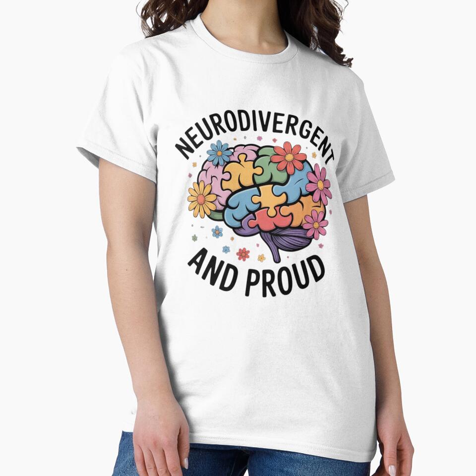 Neurodivergent And Proud Floral Brain by DailySparks T-Shirts, Hoodie, Sweatshirt | BlankRebels.com (Image 2)