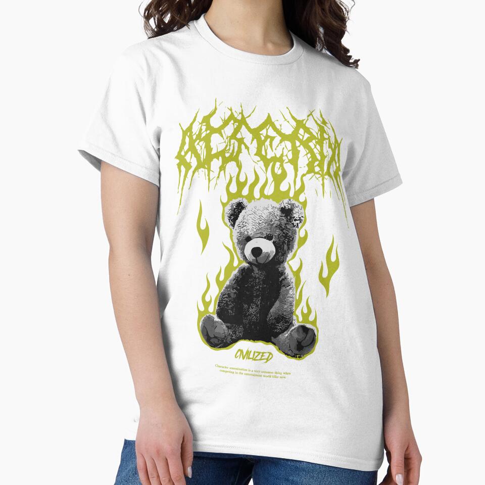 Teddy Bear on Fire Punk Streetwear by NF Designs Studio DTF T-Shirts, Hoodie, Sweatshirt | BlankRebels.com (Image 2)