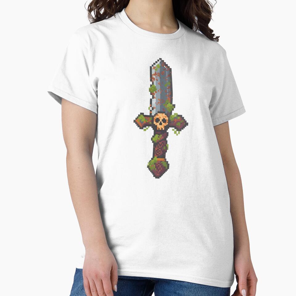 Pixel Skull Sword – Dark Fantasy 8-Bit Pixel Art Weapon by onlin3boutiqu3 T-Shirts, Hoodie, Sweatshirt (Image 2)