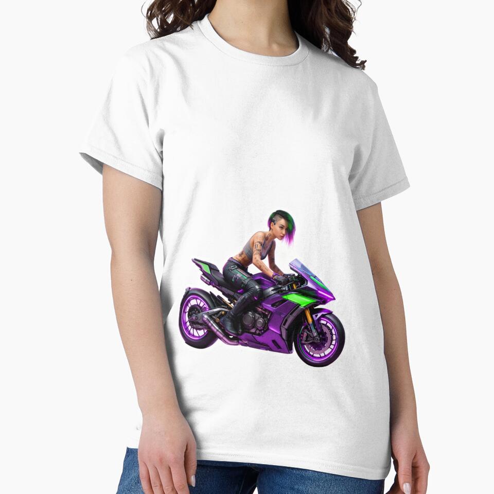 Girl on Cyber Punk Motorbike by aykiradesigns T-Shirts, Hoodie, Sweatshirt | BlankRebels.com (Image 2)