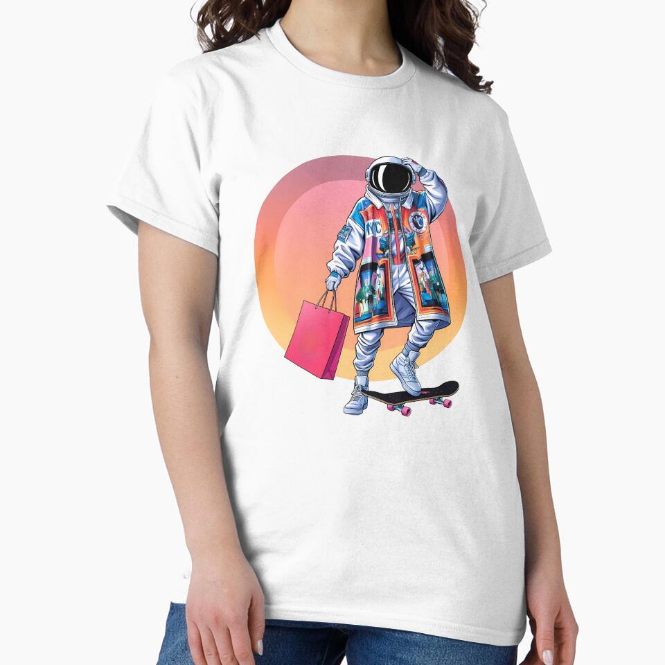 Street Fashion Astronaut – Oversized Graphic Coat & Skateboard Cartoon Space Style by LoliDesignShop T-Shirts,... (Image 2)