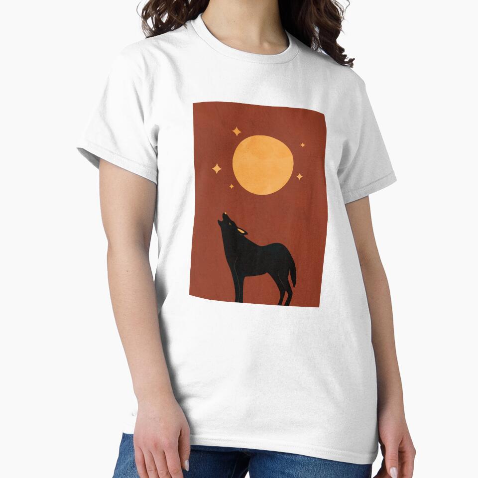 Moon Print, Wolf, Wall Art, Boho, Minimalist by technicolorable_art T-Shirts, Hoodie, Sweatshirt | BlankRebels.com (Image 2)
