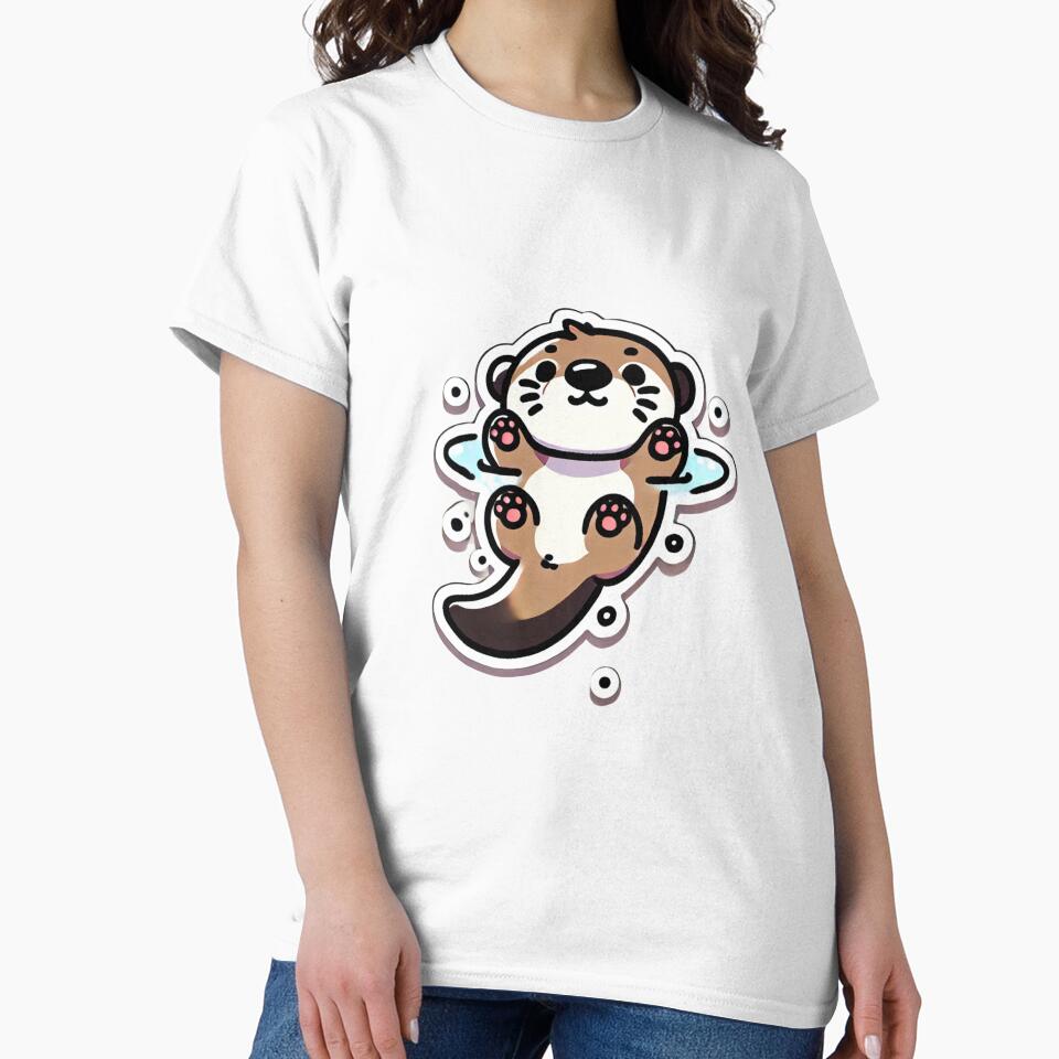 Chibi otter floating on its back holding hands by LuzCobal T-Shirts, Hoodie, Sweatshirt | BlankRebels.com (Image 2)