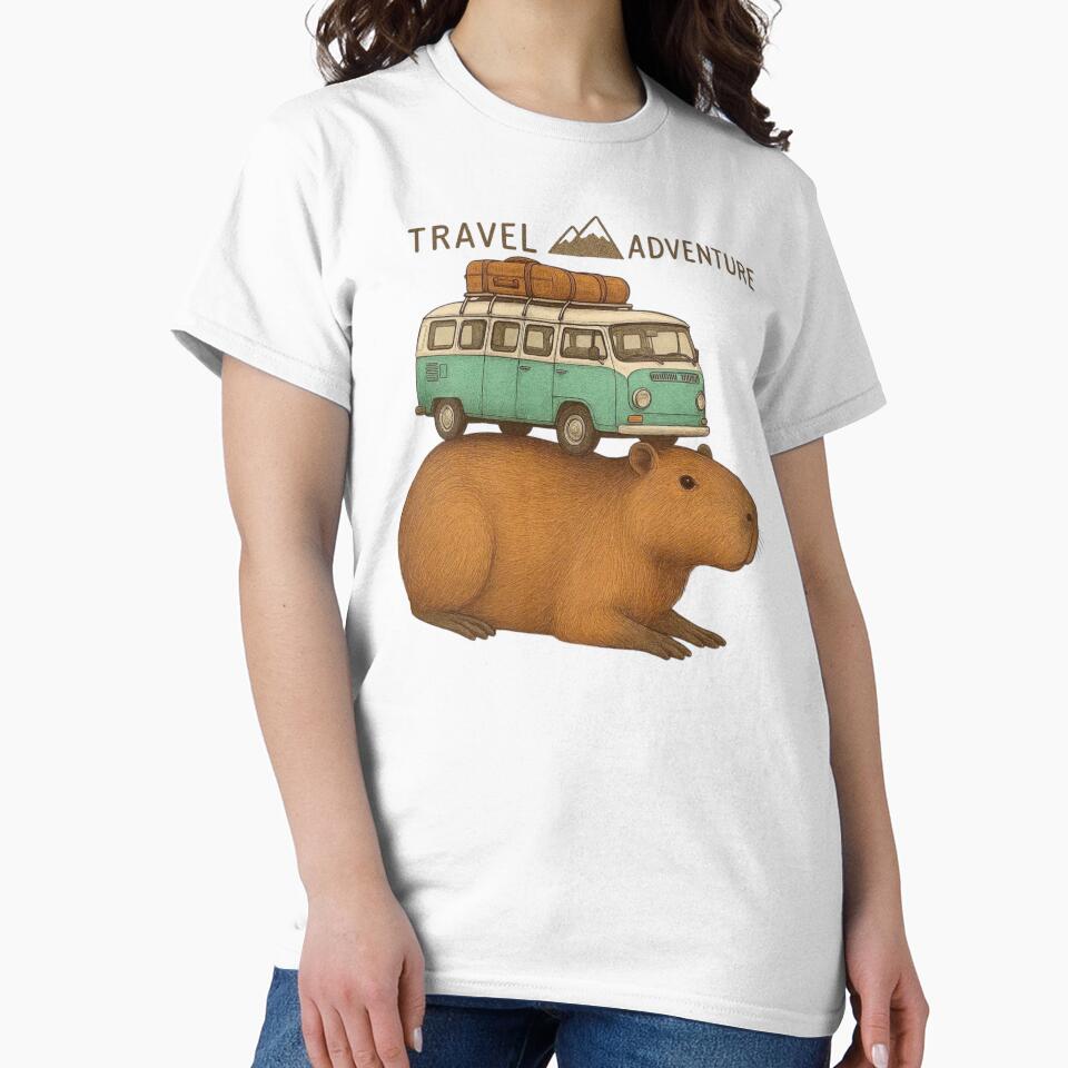 Travel Adventure Capybara – Kawaii Road Trip Animal Illustration by Aloloco T-Shirts, Hoodie, Sweatshirt (Image 2)