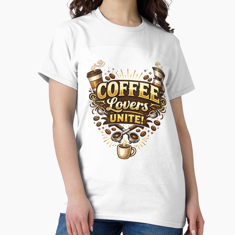 Coffee Lovers Unite Typography Design by AntonioJ8 T-Shirts, Hoodie, Sweatshirt | BlankRebels.com (Image 2)
