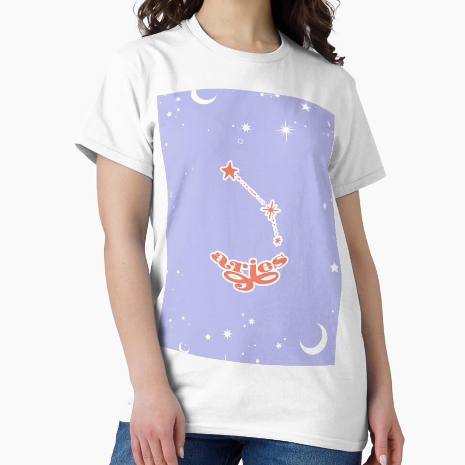 Groovy 80s Aries Zodiac Sign Constellation by cadinera T-Shirts, Hoodie, Sweatshirt | BlankRebels.com (Image 2)