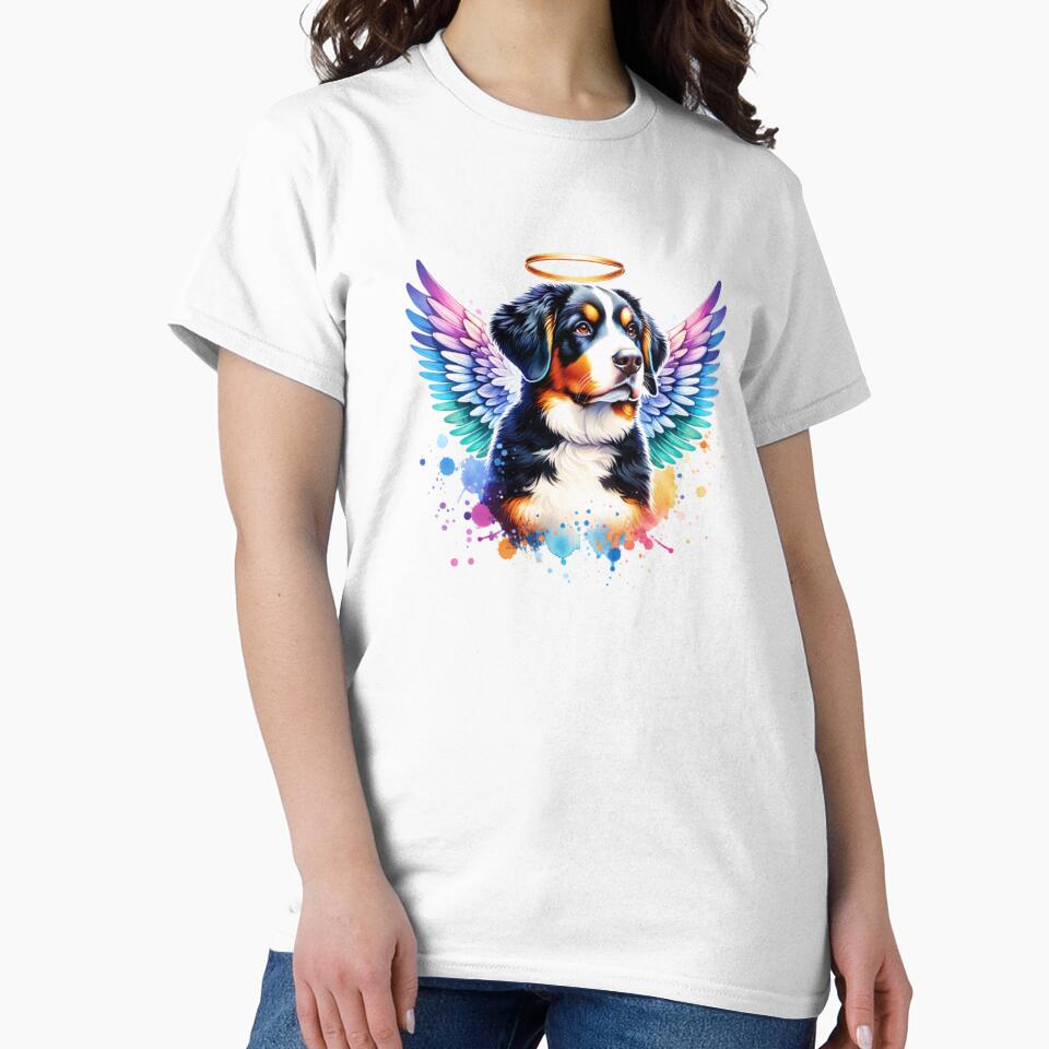Watercolor Entlebucher Mountain Dog Angel by TheAnimalZ00 T-Shirts, Hoodie, Sweatshirt | BlankRebels.com (Image 2)