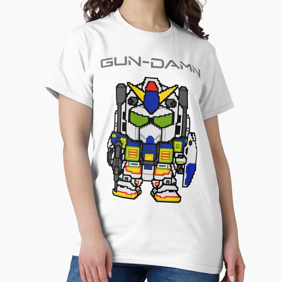 GUNDAM SHIRT Mecha Robot Japan Anime T-shirt Dot Art Tee 80's Gun-damn Mobile Suit Anime t-shirt Unisex Kawaii... (Image 2)