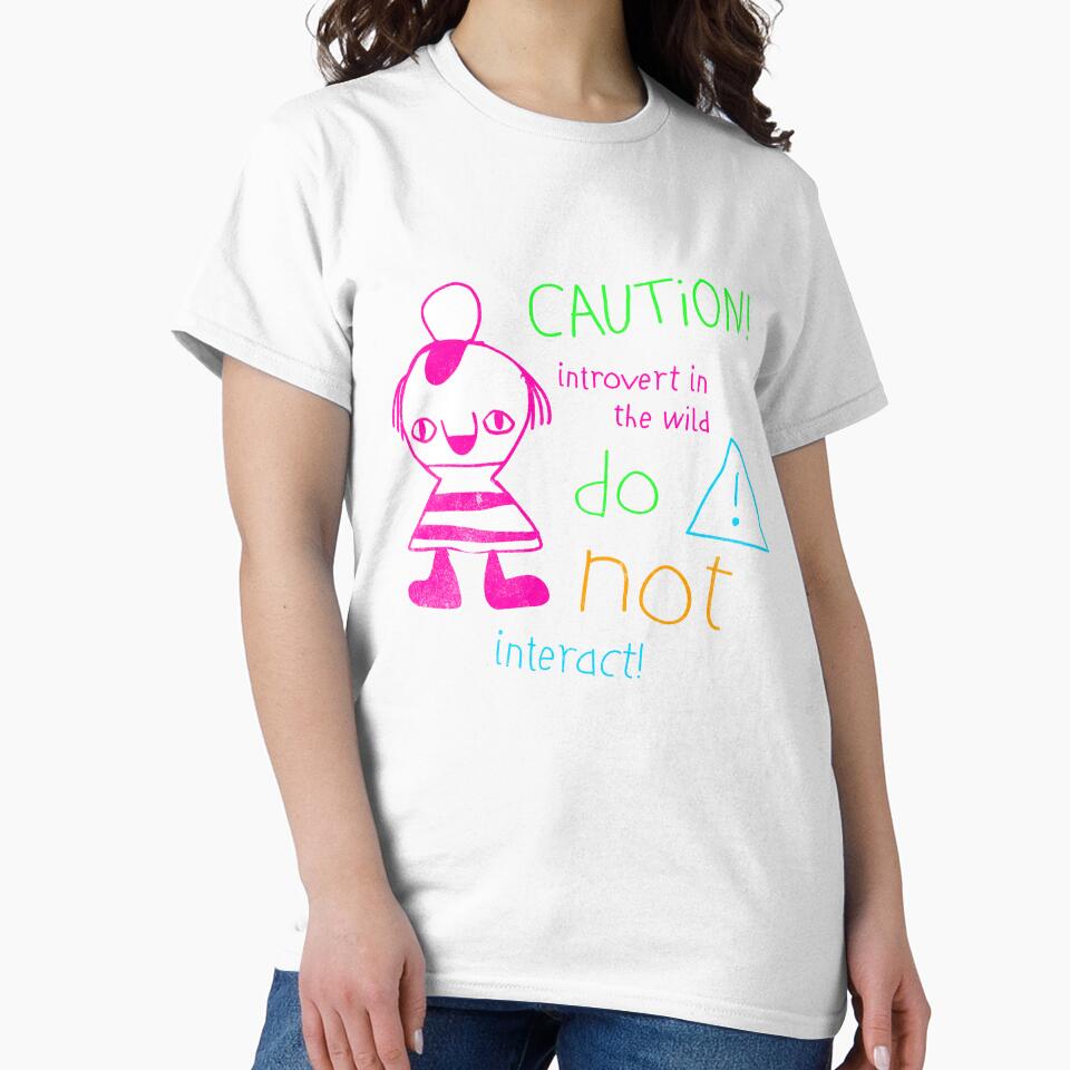 Caution! Introvert in the Wild – Funny Naive Doodle Style Design by RealLifeMerchies T-Shirts, Hoodie, Sweatshirt (Image 2)