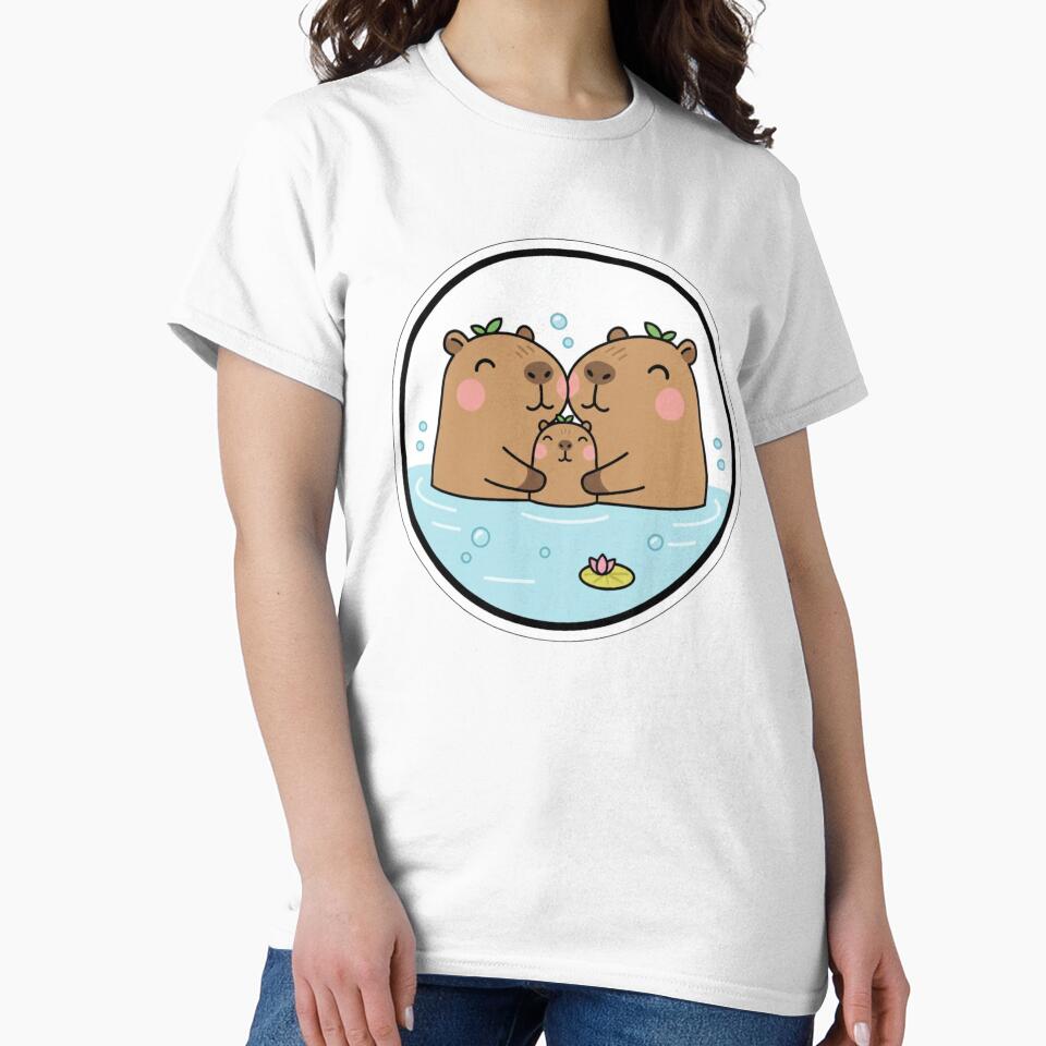 Cute Capybara Family – Kawaii Animal Sticker T-Shirts, Hoodie, Sweatshirt