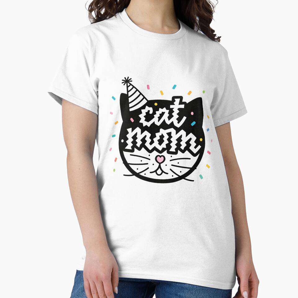 Cat Mom Party Cute Cat Face – Colorful Confetti Celebration Design by truongloc246 T-Shirts, Hoodie, Sweatshirt (Image 2)