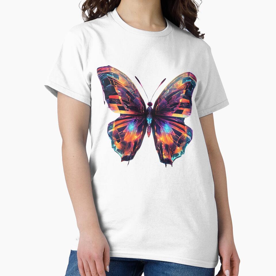 Electric Butterfly - Neon Cyber Butterfly with Futuristic Glow by Traloch O'Laoi T-Shirts, Hoodie, Sweatshirt (Image 2)