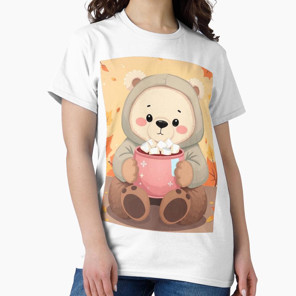 Cute Hoodie Bear T-Shirt | Cozy Hot Cocoa Bear Autumn Tee by ArmaanArts Sweatshirt | BlankRebels.com (Image 2)