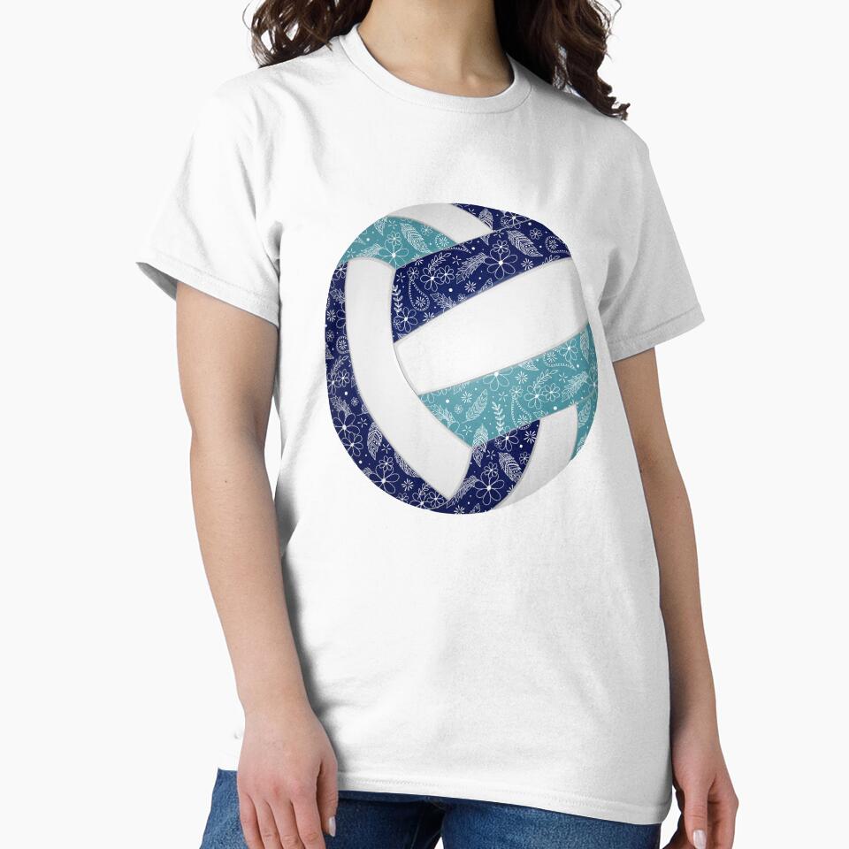 Boho feathers paisleys navy blue teal volleyball by katzdzynes