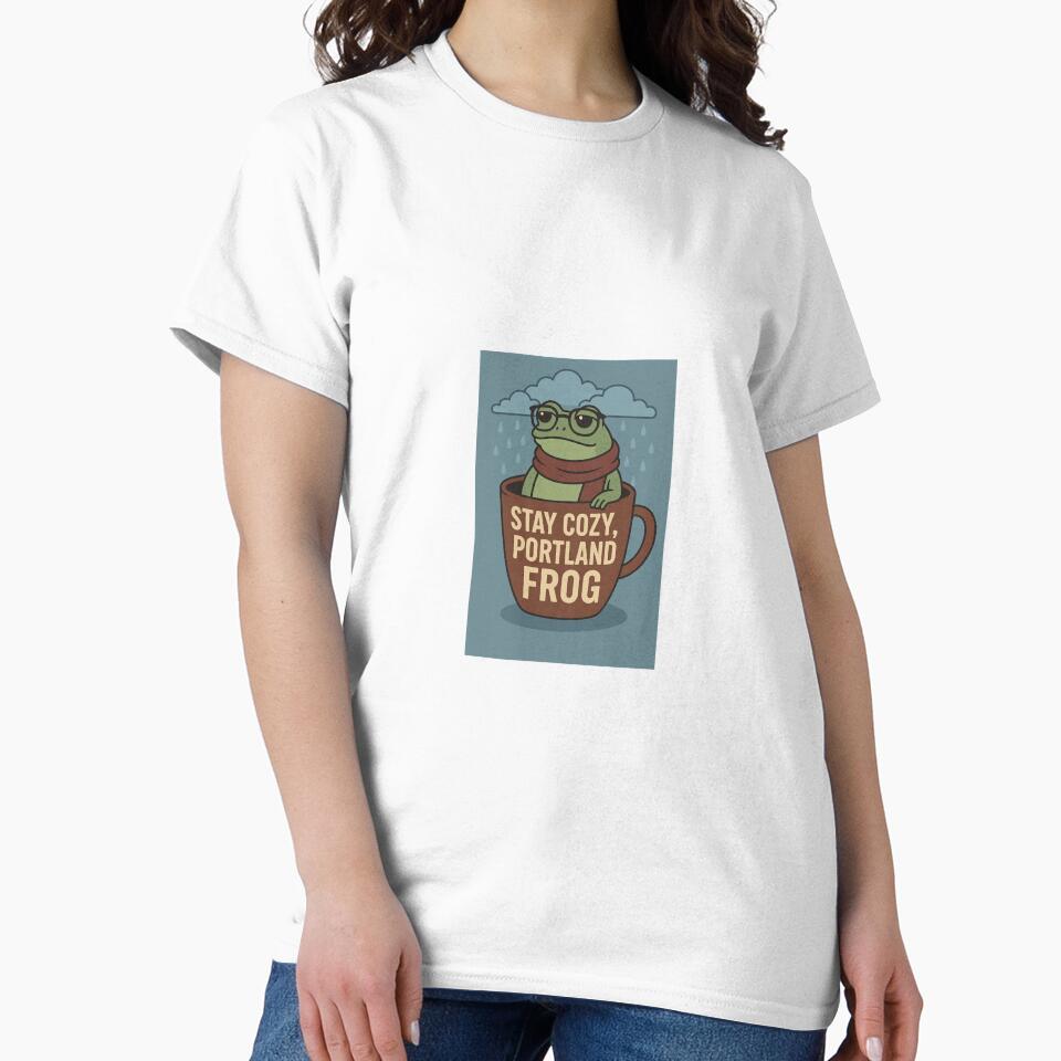 Portland Frog – Stay Cozy Meme Design ?☕?️ by LoaiArt T-Shirts, Hoodie, Sweatshirt | BlankRebels.com (Image 2)