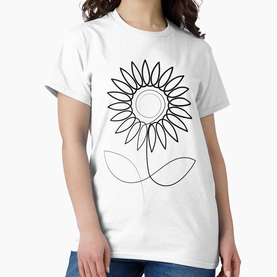 Sunflower Minimal art | One Line Drawing | One Line Art by One-Line-Artist T-Shirts, Hoodie, Sweatshirt (Image 2)