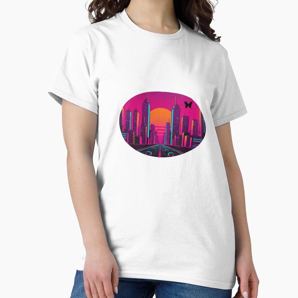 Pixel Sunset City Tee — Vaporwave Synthwave Neon Skyline by GasSecured Hoodie, Sweatshirt | BlankRebels.com (Image 2)