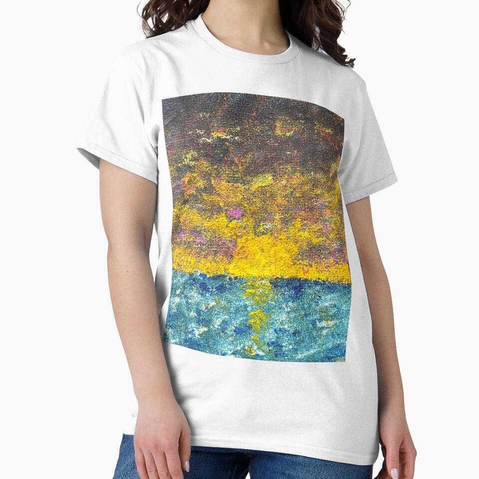 Painted Sunset Over Blue Ocean by elisewied T-Shirts, Hoodie, Sweatshirt | BlankRebels.com (Image 2)