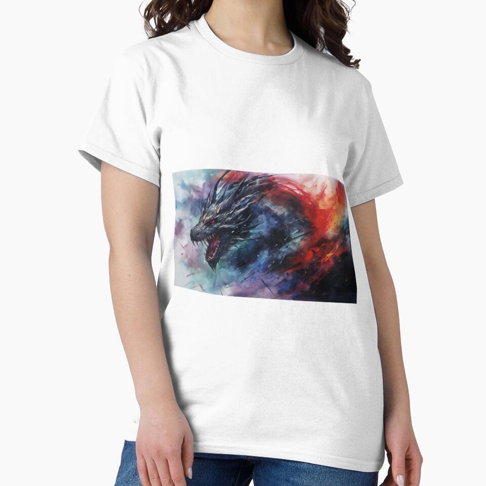 Dark Fantasy Watercolor - Roaring Winter Dragon by Fantasy Masterpiece T-Shirts, Hoodie, Sweatshirt (Image 2)