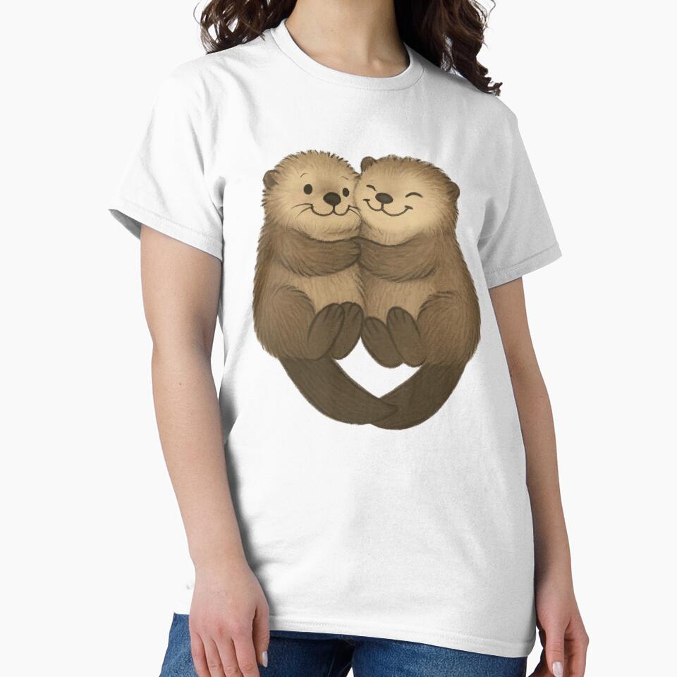 Significant Otters Holding Hands Sticker | Cute Otter Couple with Heart Tails | Romantic Gift for Partners &... (Image 2)