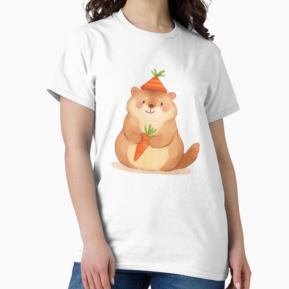 Cute Capybara with Carrot Hat Digital Illustration by lulabellestore T-Shirts, Hoodie, Sweatshirt | BlankRebels.com (Image 2)