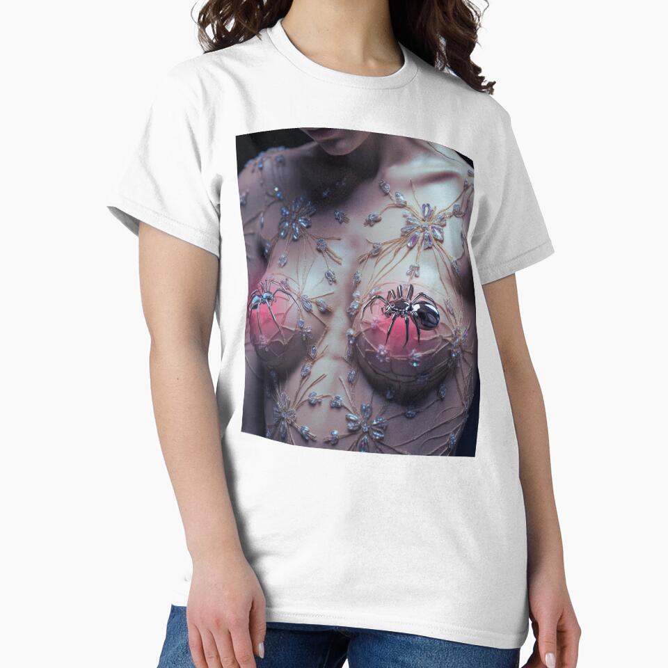 Female Silhouette with Metallic Spiders by mooncakekaro T-Shirts, Hoodie, Sweatshirt | BlankRebels.com (Image 2)