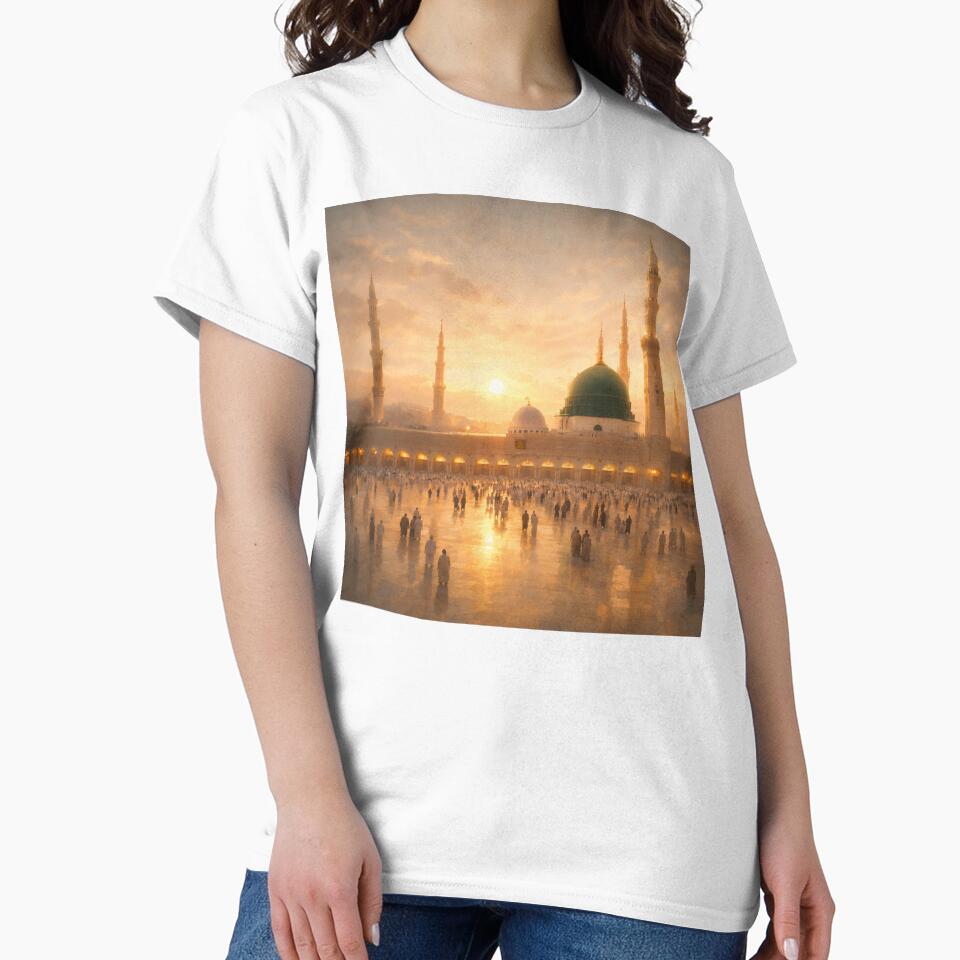 Prophet's Mosque Medina Sunset Art – Al Masjid An Nabawi Islamic Spiritual Illustration by Noor_Creations