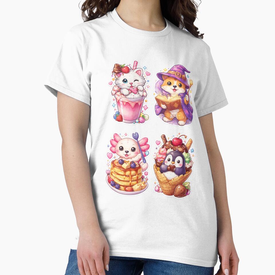 Kawaii Dessert Animals – Cute Stickers with Cat, Dog, Axolotl & Penguin by FrenchieFever