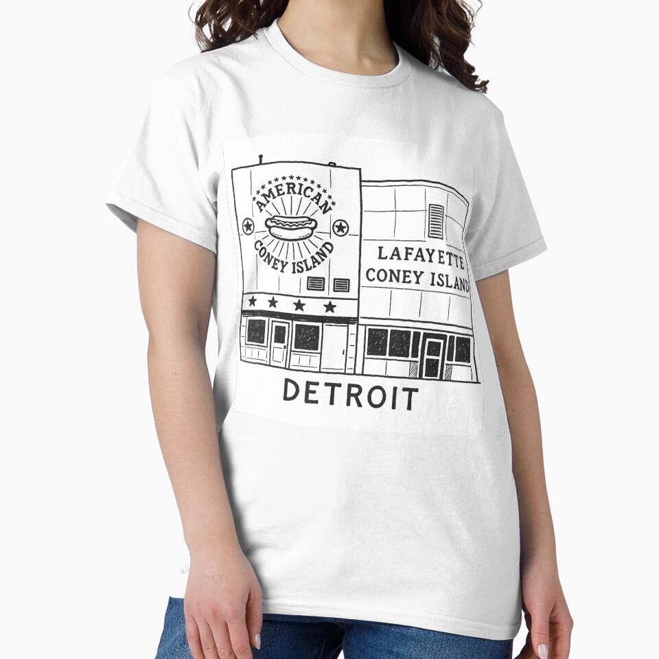 Detroit Coney Island Rivals Minimalist Line Art by CirySketchCo