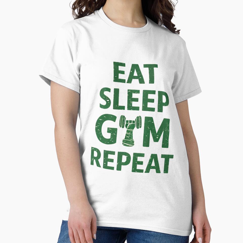 Eat Sleep Gym Repeat – Distressed Gym Workout T-Shirt by bisha Hoodie, Sweatshirt | BlankRebels.com (Image 2)