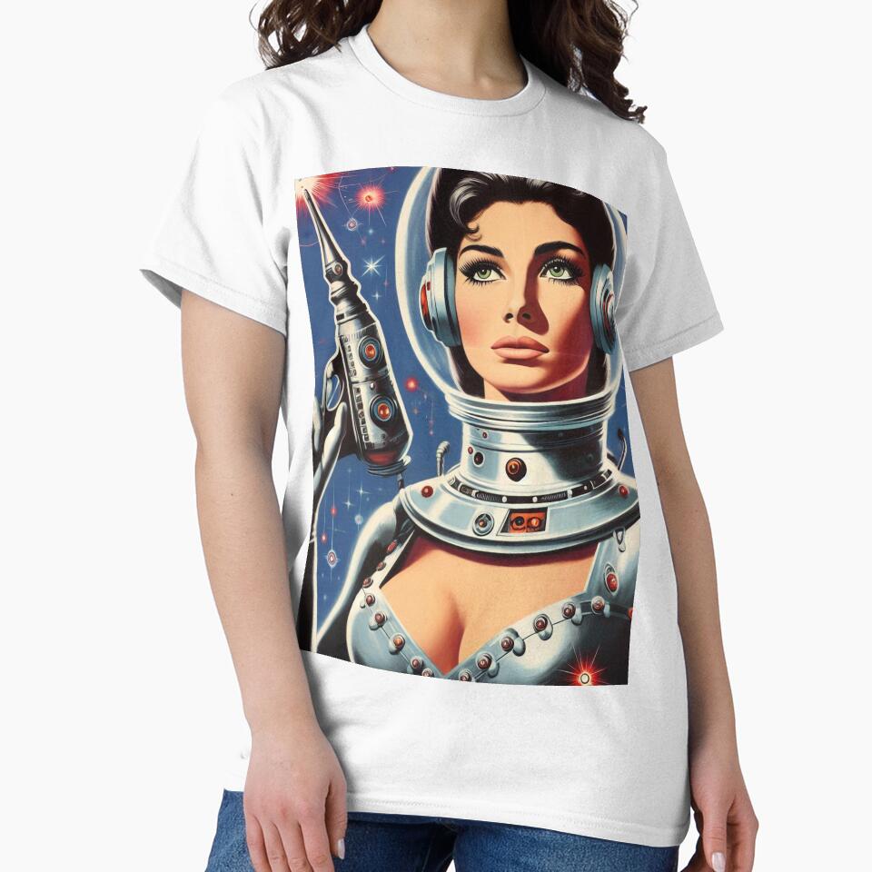 Vintage Sci-fi Astronaut Woman by PulpVintage T-Shirts, Hoodie, Sweatshirt | BlankRebels.com (Image 2)