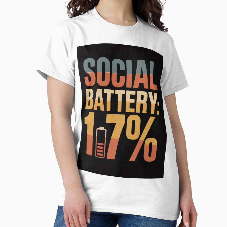 Social Battery T-Shirt – Funny Introvert Quote for Daily Mood by KCllection Hoodie, Sweatshirt | BlankRebels.com (Image 2)