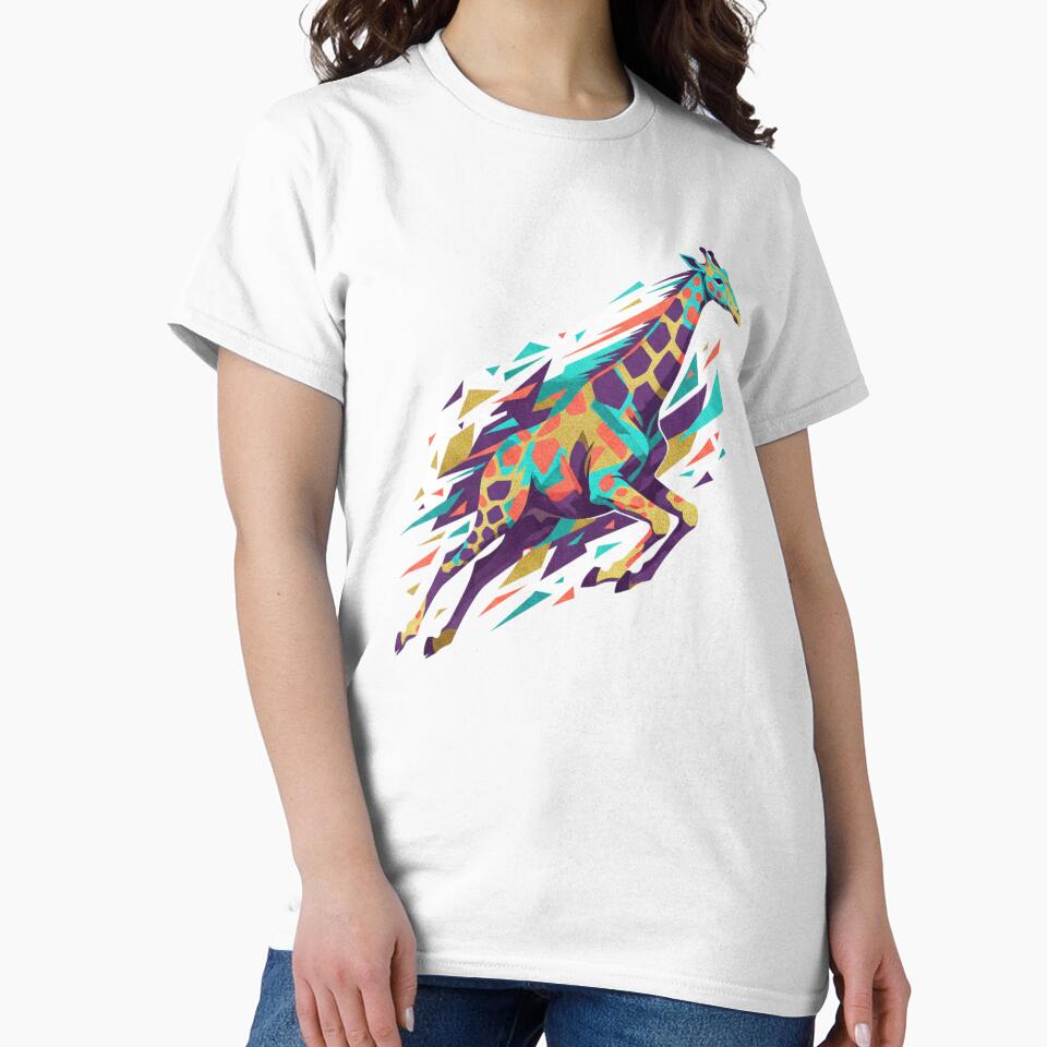 Running Giraffe Geometric Art  Speed and Freedom  Wildlife Wall Art by SavannaStrikes T-Shirts, Hoodie, Sweatshirt (Image 2)