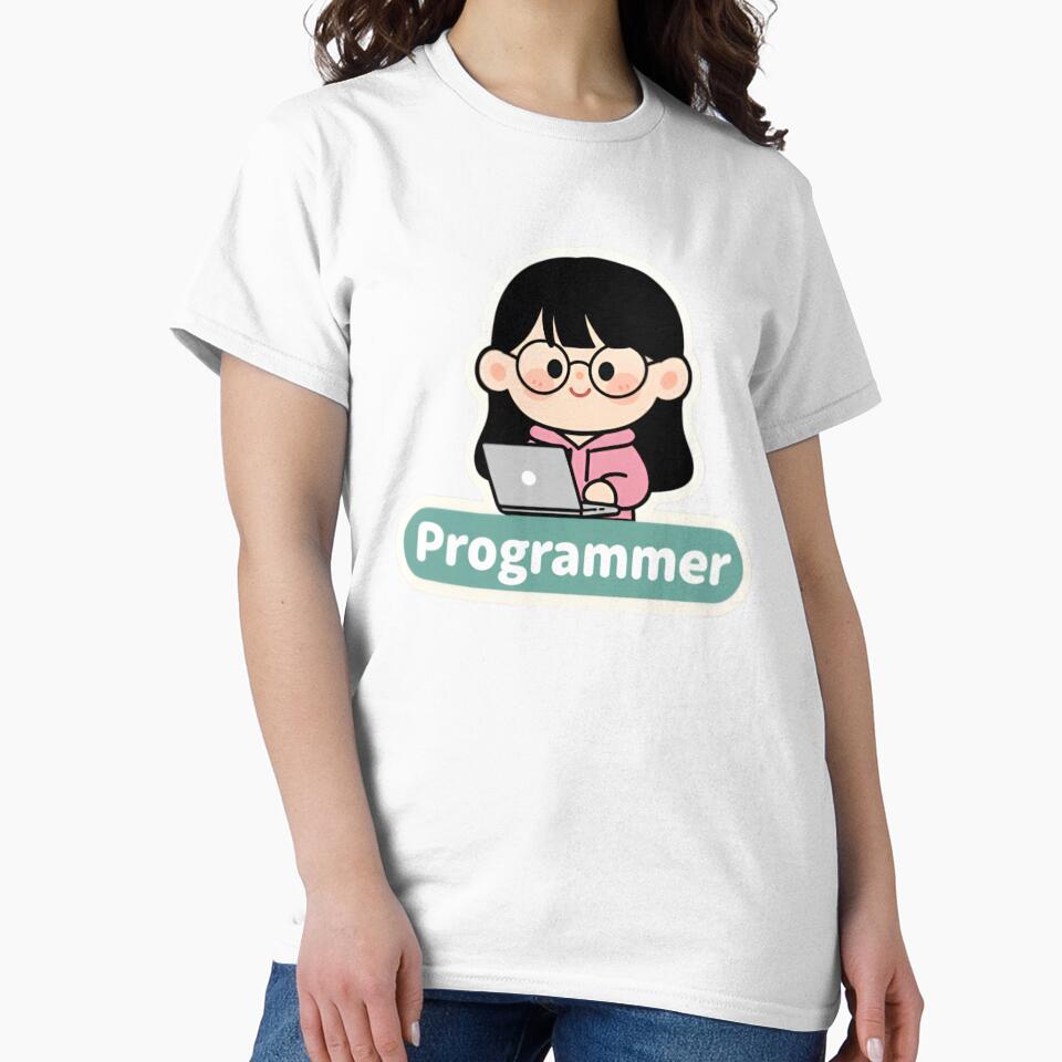 Cute Programmer Girl Coding Illustration by Bright Vibe Designs T-Shirts, Hoodie, Sweatshirt | BlankRebels.com (Image 2)